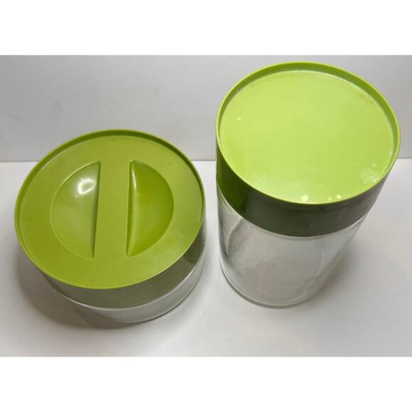 2 Vintage Pyrex Stack & See Storage Containers Avocado Green 1970's - Picture 4 of 9